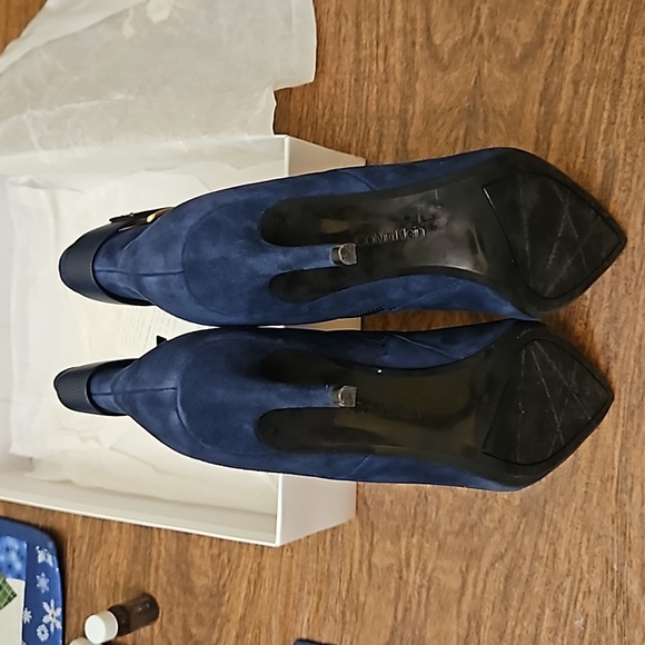 Calvin klein sz 11M navy blue suede ankle suck boots NIB - Picture 3 of 6
